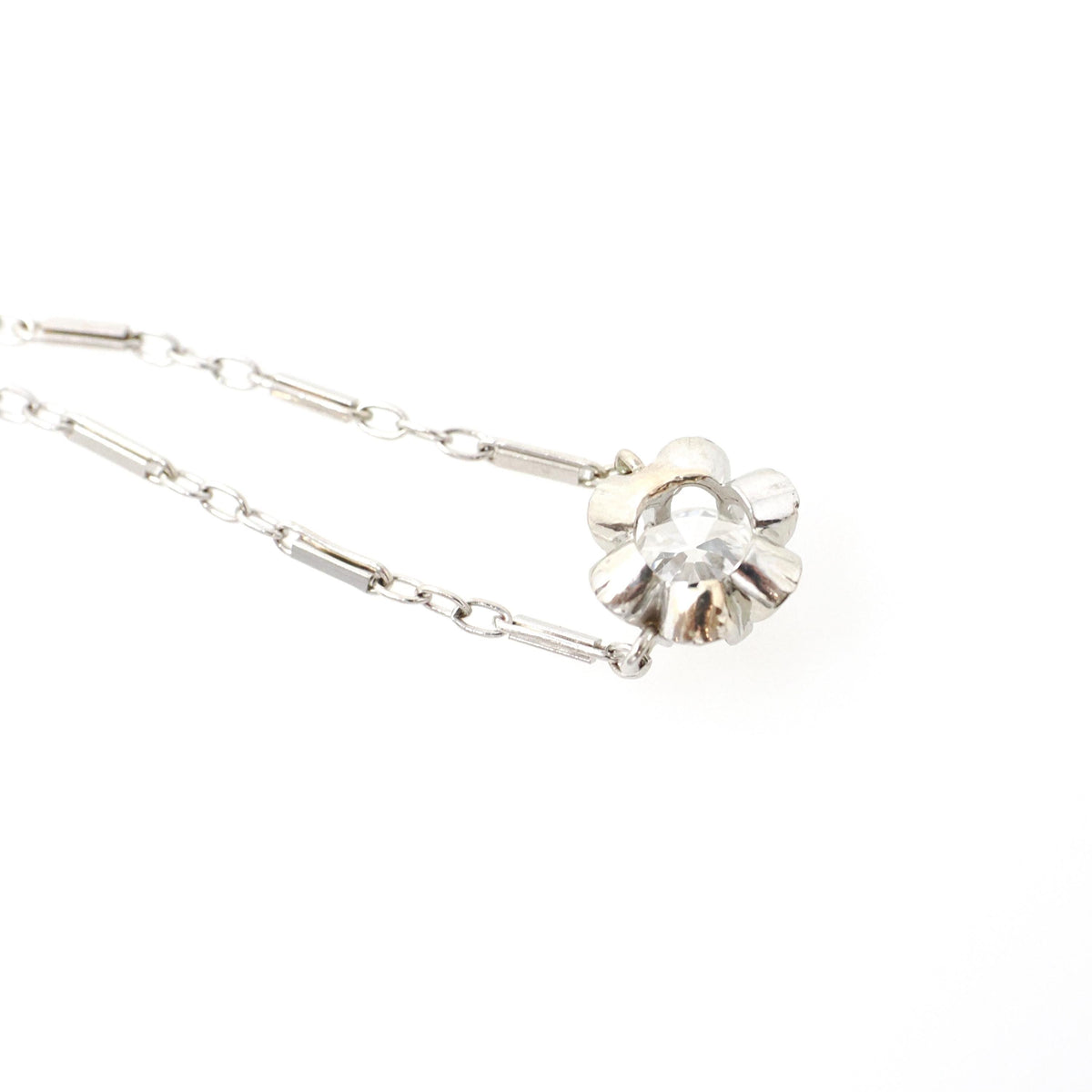 Diamond Pendant Necklace - Mid Century 14k White Gold .45 CT Round Brilliant Cut Stick Pin Conversion - Circa 1940s Buttercup Fine Jewelry