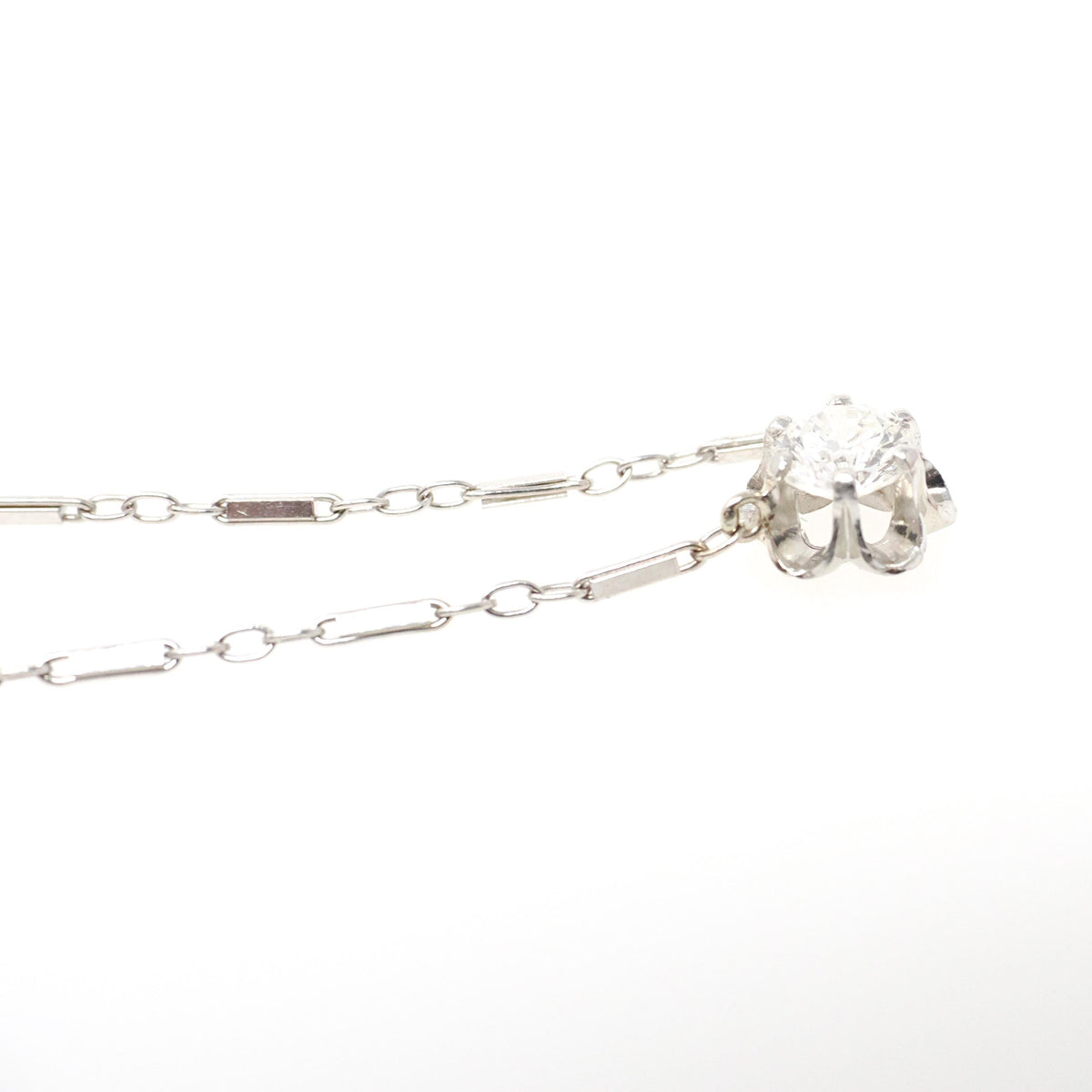 Diamond Pendant Necklace - Mid Century 14k White Gold .45 CT Round Brilliant Cut Stick Pin Conversion - Circa 1940s Buttercup Fine Jewelry