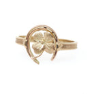 Vintage Equestrian Ring - Mid Century 14k 10k Yellow Gold Horseshoe Clover Design - Circa 1950s Era Size 8 Fine Horse Luck Statement Jewelry