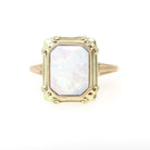 Vintage Opal Ring - Mid Century 10k Yellow Gold Natural Cabochon Gemstone Solitaire - Circa 1960s Era Size 5 October Birthstone Fine Jewelry