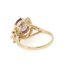 Vintage Amethyst Ring - Modernist 14k Yellow Gold Natural Purple 2.50 CT & Diamond - Circa 1970s Size 9 Nature Inspired Branch Fine Jewelry