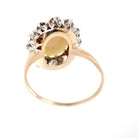 Opal & Diamond Halo Ring - Antique 14k Yellow Gold Platinum Cabochon Cut 1.27 CT Gem - Circa 1900s Size 7 1/2 Old European Cut Fine Jewelry