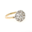 Flower Engagement Ring - Mid Century 14k Yellow White Gold .30 CTW Round Diamond Halo - Circa 1950s Era Size 8 Fine Nature Inspired Jewelry