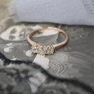 Edwardian Diamond Ring - Antique 10k Yellow Gold .51 CTW Old Mine Cut Three Stone Wedding Band - Circa 1910s Size 7 1/4 Fine Bridal Jewelry
