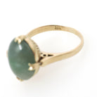 Vintage Jadeite Ring - Modernist 14k Yellow Gold Cabochon Natural Jade Solitaire - Circa 1970s Size 6 Fine Good Luck Nature Inspired Jewelry