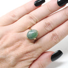 Vintage Jadeite Ring - Modernist 14k Yellow Gold Cabochon Natural Jade Solitaire - Circa 1970s Size 6 Fine Good Luck Nature Inspired Jewelry