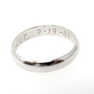Vintage Wedding Band - Bold Gold 14k White Gold 3.8 MM Half Round Ring - Circa 1980s Size 7 Signed Art Carved JR Wood Bridal Fine Jewelry