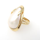 Vintage Mabe Pearl Ring - Contemporary Era 14K Yellow Gold Cultured Organic Gemstone - Circa 1990s Size 6 3/4 June Birthstone Fine Jewelry