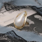 Vintage Mabe Pearl Ring - Contemporary Era 14K Yellow Gold Cultured Organic Gemstone - Circa 1990s Size 6 3/4 June Birthstone Fine Jewelry