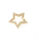 Star Charm Holder - Contemporary 14k Yellow Gold .21 CTW Natural Diamonds Hinged Pendant Clasp - Circa 2000s Utility Fashion Fine Jewelry