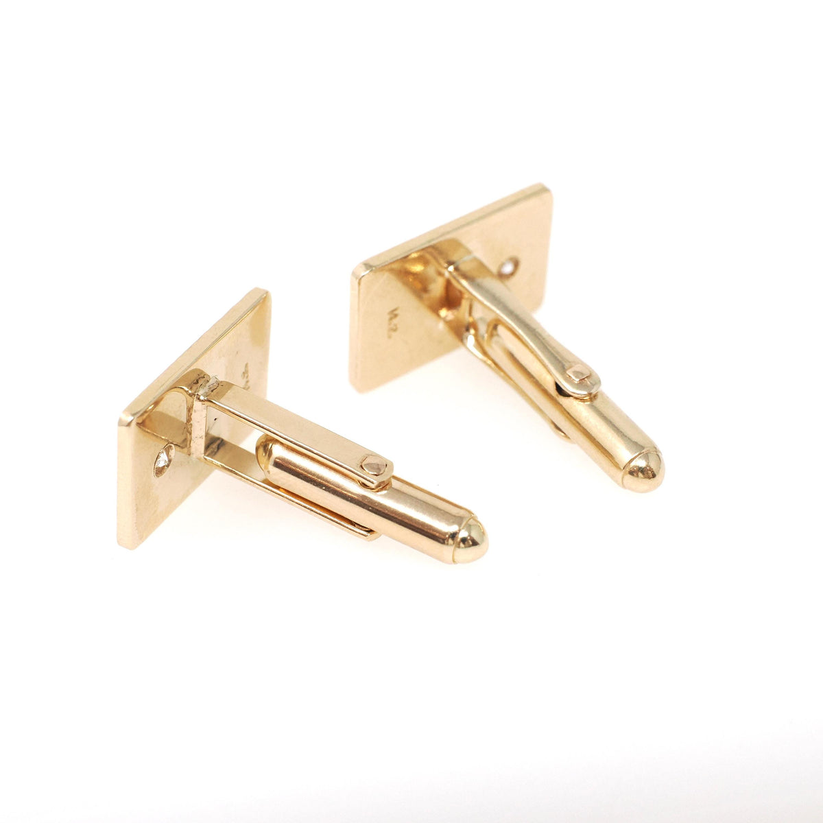 Vintage Diamond Cufflinks - Modernist Era 14k Yellow Gold .25 CTW Engraved Sunburst Bridal Accessory - Circa 1970s Fine Statement Jewelry