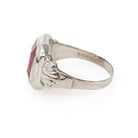 Art Deco Ring - Vintage 10k White Gold Created Red Ruby Men's Unisex Ring - Circa 1930s Size 9 1/2 July Birthstone Statement Fine Jewelry