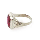Art Deco Ring - Vintage 10k White Gold Created Red Ruby Men's Unisex Ring - Circa 1930s Size 9 1/2 July Birthstone Statement Fine Jewelry