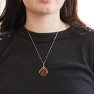 Antique Intaglio Pendant - Edwardian 10k Yellow Gold Carved Natural Carnelian Gem Necklace - Vintage Circa 1900s Era Warrior Fob Jewelry
