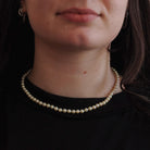 Cultured Pearl Necklace - Contemporary 14k Yellow Gold Fish Hook Clasp Knotted Strand - Estate Circa 1990s Organic Gem 16" Inch 90s Jewelry