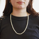Cultured Pearl Necklace - Contemporary 14k Yellow Gold Fish Hook Clasp Knotted Strand - Estate Circa 1990s Organic Gem 24" Inch 90s Jewelry