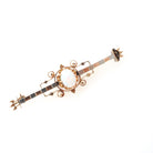 Opal Bar Pin - Victorian 14k Rose & White Gold Cabochon Stone Brooch - Antique Circa 1890s Era Dainty Gemstone Statement Fine Accessory