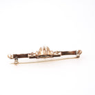 Opal Bar Pin - Victorian 14k Rose & White Gold Cabochon Stone Brooch - Antique Circa 1890s Era Dainty Gemstone Statement Fine Accessory