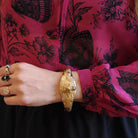 Edwardian Lion Bracelet - Antique Gold Filled Rhinestone Statement Bangle - Patented December 26 1905 Bates & B Fashion Accessory Jewelry