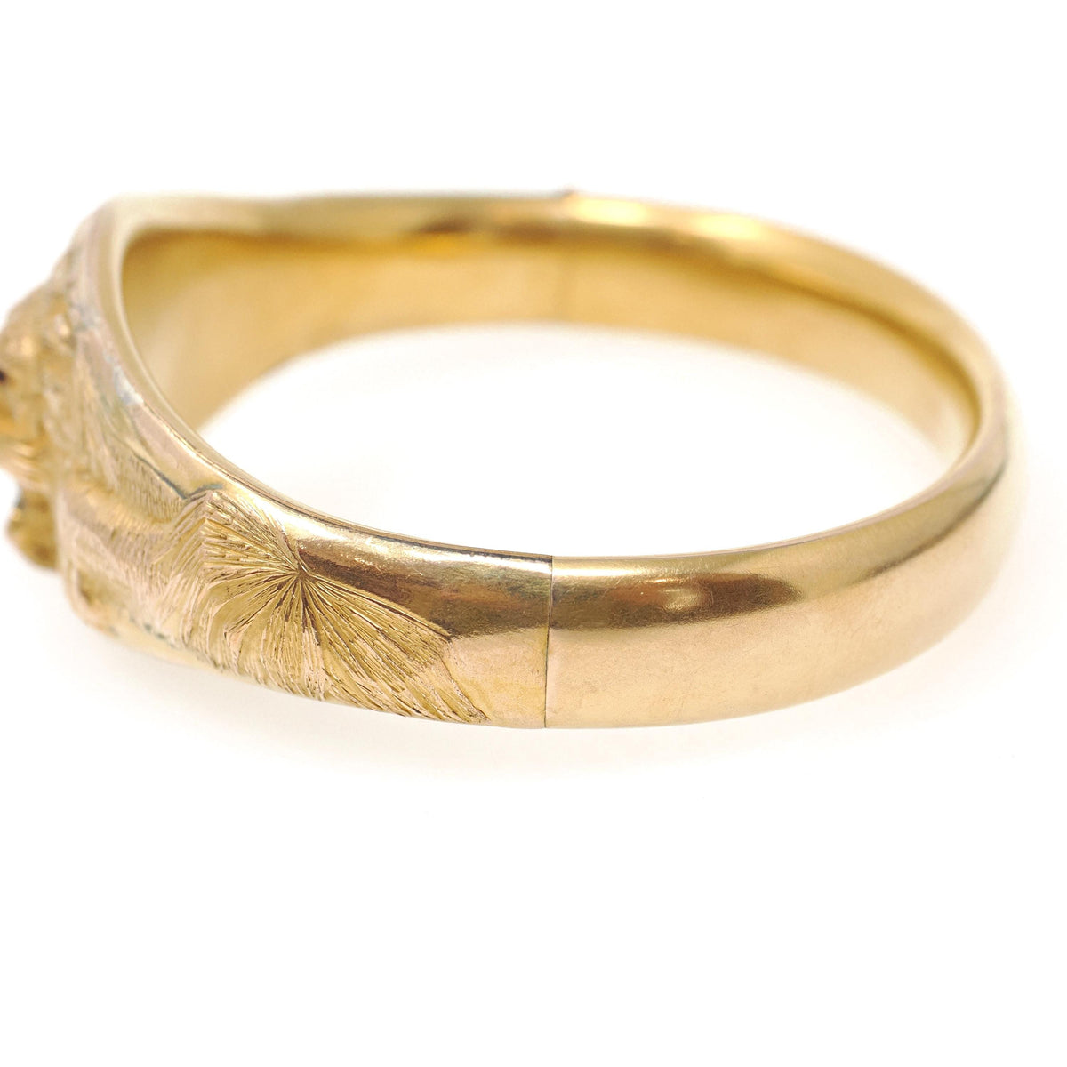 Edwardian Lion Bracelet - Antique Gold Filled Rhinestone Statement Bangle - Patented December 26 1905 Bates & B Fashion Accessory Jewelry