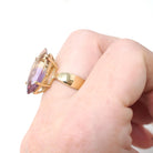 Modern Ametrine Ring - 14k Yellow Gold Purple Yellow 4.75 CT Bicolor Marquise Gemstone Solitaire - Circa 2000s Era Size 6 1/4 Fine Jewelry