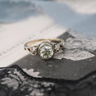 Diamond Engagement Ring - Art Deco 14k Yellow & White Gold Natural .70 CT Old European Cut Solitaire - Circa 1930s Size 5 1/4 Fine Jewelry