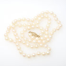 Cultured Pearl Necklace - Contemporary 14k Yellow Gold Fish Hook Clasp Knotted Strand - Estate Circa 1990s Organic Gem 24" Inch 90s Jewelry