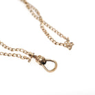 Antique Lorgnette Chain - Edwardian Gold Filled Red Glass Heart Necklace - Vintage Circa 1900s Era Curb Links Dog Clip Charm Slide Jewelry