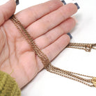 Antique Lorgnette Chain - Edwardian Gold Filled Red Glass Heart Necklace - Vintage Circa 1900s Era Curb Links Dog Clip Charm Slide Jewelry