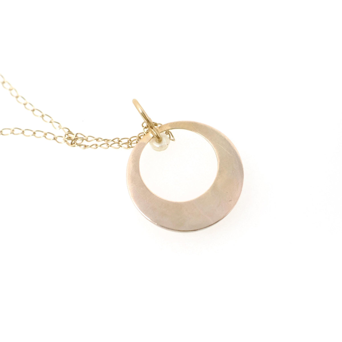 Antique Pearl Charm - Edwardian Era 14k Yellow Gold Cultured Seed Pearl Crescent Shape Pendant - Circa 1910s Era Fine Minimalist Jewelry