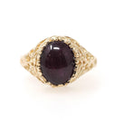 Star Ruby Ring - Contemporary 14k Yellow Gold Oval Cabochon Gemstones - Circa 1990s Era Size 5 1/4 July Birthstone Celestial Fine Jewelry
