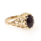 Star Ruby Ring - Contemporary 14k Yellow Gold Oval Cabochon Gemstones - Circa 1990s Era Size 5 1/4 July Birthstone Celestial Fine Jewelry