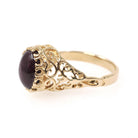 Star Ruby Ring - Contemporary 14k Yellow Gold Oval Cabochon Gemstones - Circa 1990s Era Size 5 1/4 July Birthstone Celestial Fine Jewelry