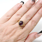 Star Ruby Ring - Contemporary 14k Yellow Gold Oval Cabochon Gemstones - Circa 1990s Era Size 5 1/4 July Birthstone Celestial Fine Jewelry