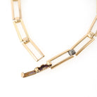 Vintage Glass Bracelet - Retro Gold Filled Square Cut Faceted Purple Glass Stones - Circa 1940s Era Gate Link Fold Over Clasp Jewelry