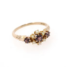 Simulated Amethyst Ring - Edwardian 10k Yellow Gold Seed Pearls Glass Garnet Doublet Stones - Antique Circa 1900s Size 5 3/4 Fine Jewelry