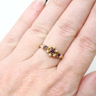 Simulated Amethyst Ring - Edwardian 10k Yellow Gold Seed Pearls Glass Garnet Doublet Stones - Antique Circa 1900s Size 5 3/4 Fine Jewelry