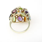 Multi-Gemstone Ring - Contemporary 14k Yellow Gold Natural Peridot Amethyst Citrine - Circa 2000's Size 6 Garnet Diamond Dome Jewelry