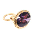 Antique Fob Pendant - Edwardian 14k Yellow Gold Natural Oval Faceted Amethyst Gem Pendant - Circa 1910s Era Fine February Birthstone Jewelry