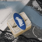 Vintage Wedgwood Ring - Modernist Sterling Silver Hygieia Cameo Dark Blue Jasperware - Hallmarked 1976 Size 7 1/4 London England Jewelry