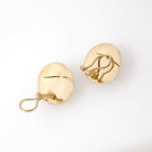 Mabe Pearl Earrings - Contemporary 14k Yellow Gold Round Bezel Omega Back Statement Studs - Circa 1990s Era June Birthstone Fine Jewelry