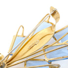Vintage Bouquet Brooch - Retro Gold Wash On Sterling Silver Blue Glass Spray Pin - Circa 1940s Era Bow Leaf Motif Fashion Accessory Jewelry