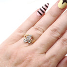 Letter "A" Ring - Contemporary 14k Yellow & White Gold Initial Monogram Diamonds - Circa 1990s Era Size 4 3/4 Statement Fine Estate Jewelry