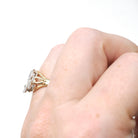 Letter "A" Ring - Contemporary 14k Yellow & White Gold Initial Monogram Diamonds - Circa 1990s Era Size 4 3/4 Statement Fine Estate Jewelry