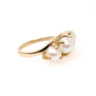 Bypass Pearl Ring - Vintage 14k Yellow Gold Organic Cultured Gemstone Band - Circa 1950s Era Size 6.5 June Birthstone Fine Statement Jewelry