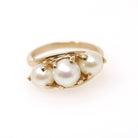 Bypass Pearl Ring - Vintage 14k Yellow Gold Organic Cultured Gemstone Band - Circa 1950s Era Size 6.5 June Birthstone Fine Statement Jewelry