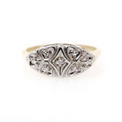 Vintage Princess Ring - Retro 9k Yellow & White Gold Natural Diamonds .02 CTW Gems - Circa 1960s Era Size 6 1/4 Anniversary 60s Fine Jewelry