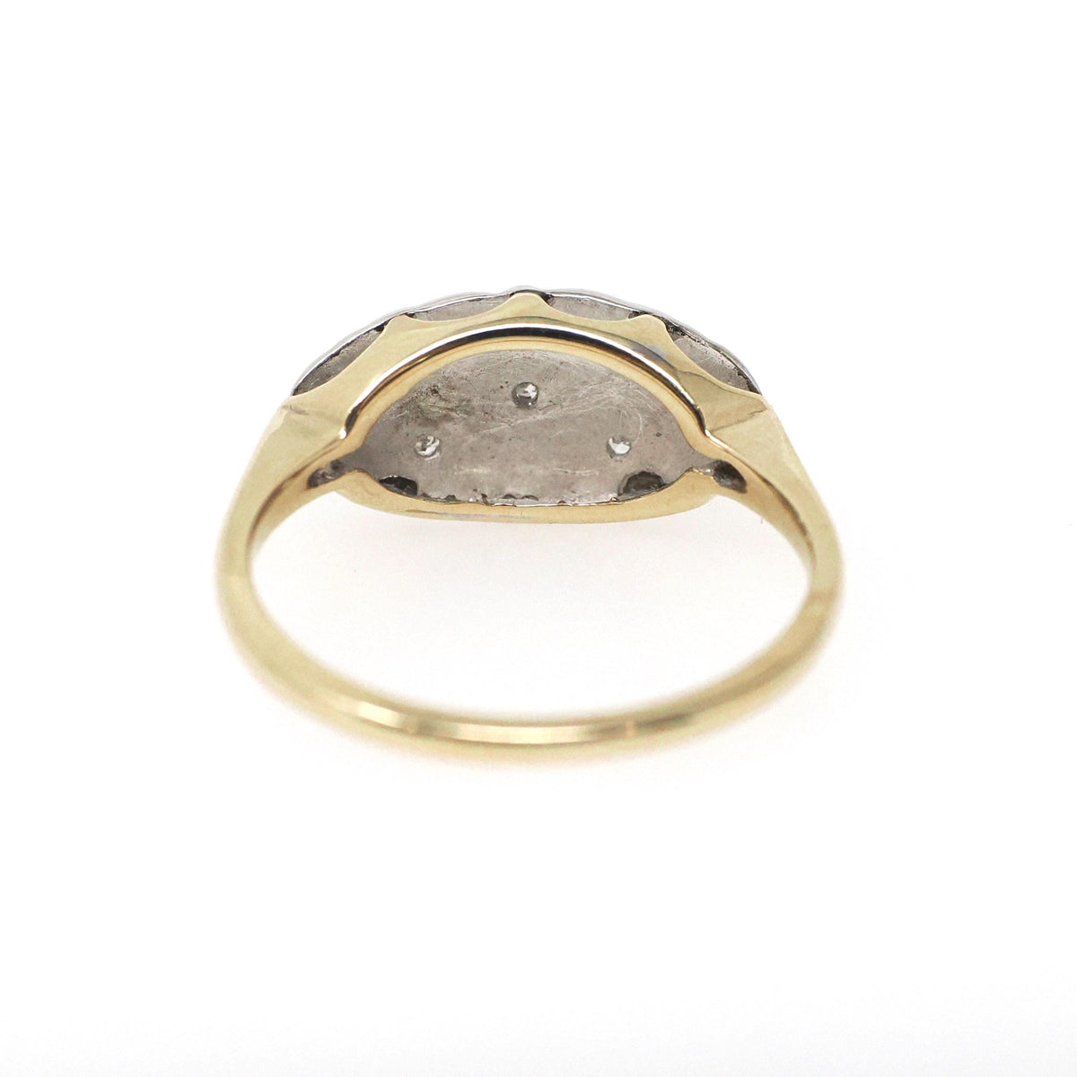 Vintage Princess Ring - Retro 9k Yellow & White Gold Natural Diamonds .02 CTW Gems - Circa 1960s Era Size 6 1/4 Anniversary 60s Fine Jewelry