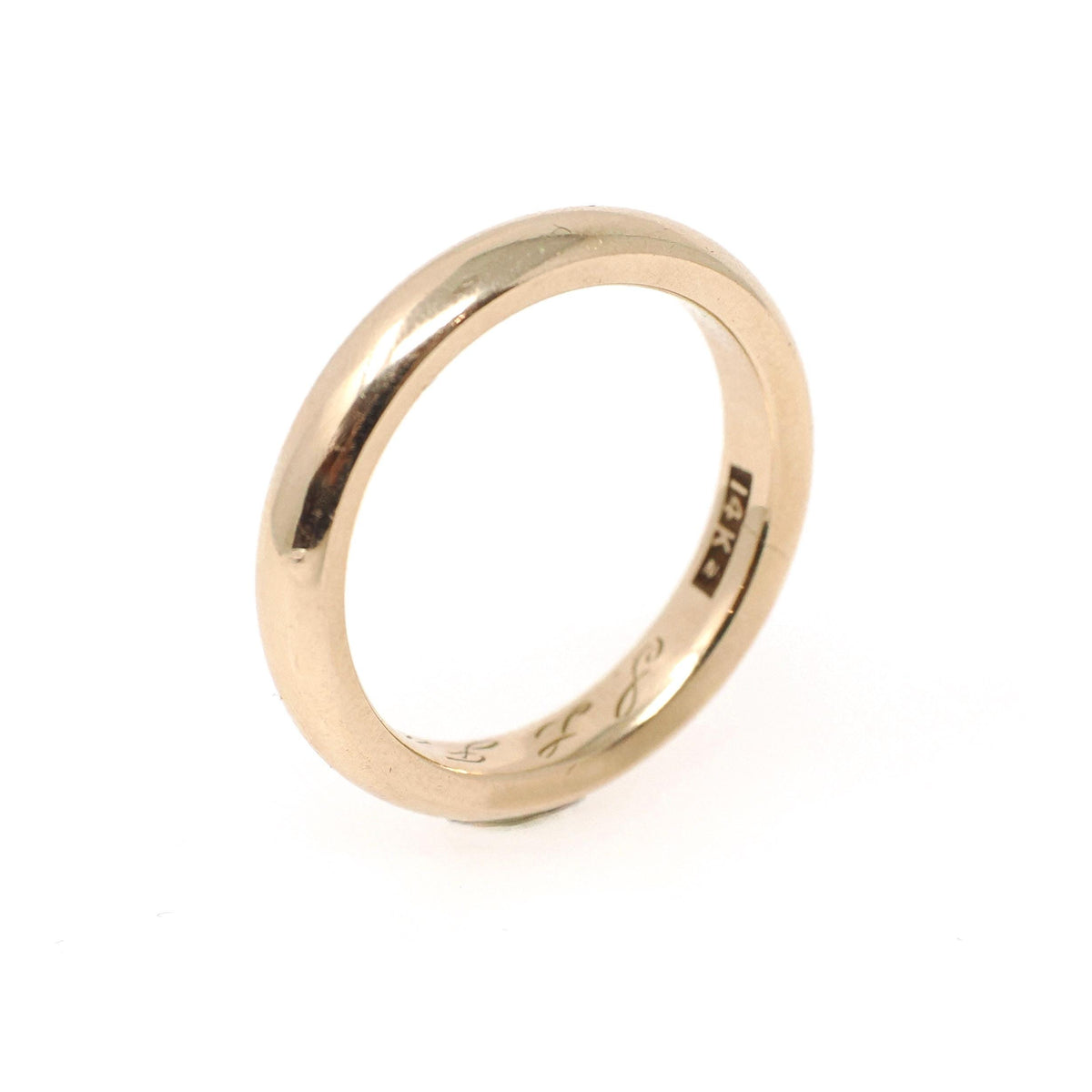 Dated 1919 Wedding Band - Edwardian Era 14k Yellow Gold 3.6 MM Domed Ring - Antique Hand Engraved Initials Size 6 3/4 Fine Bridal Jewelry