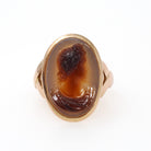 Antique Cameo Ring - Victorian 14k Rosy Yellow Gold Carved Brown Sardonyx Gem - Circa 1890s Era Size 6 1/4 Feminine Profile Fine Jewelry